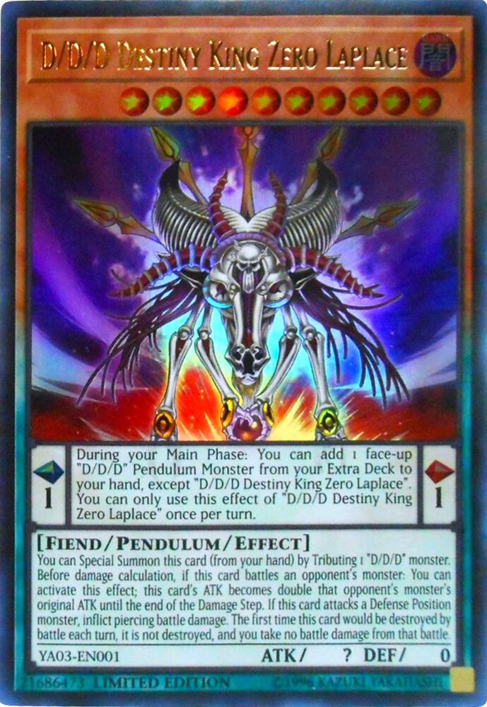 D/D/D Destiny King Zero Laplace YA03-EN001 card from Yu-Gi-Oh! ARC-V Promo Cards