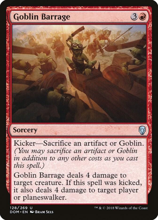 Goblin Barrage 128 card from Dominaria