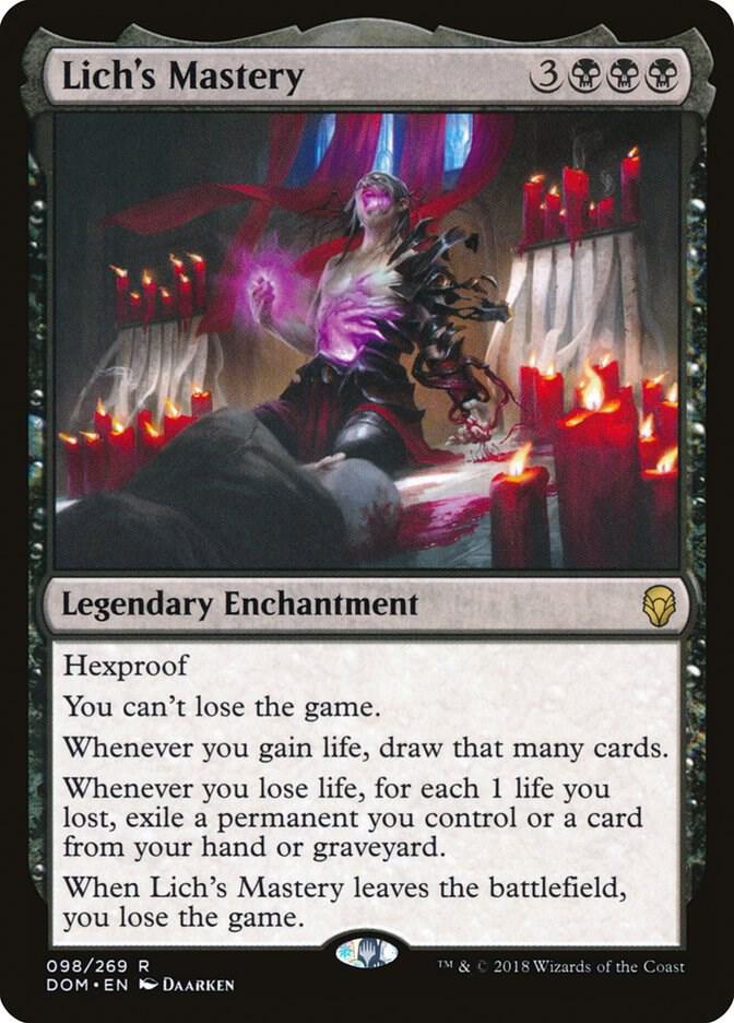 Lich's Mastery 98 card from Dominaria
