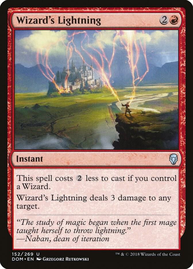 Wizard's Lightning 152 card from Dominaria