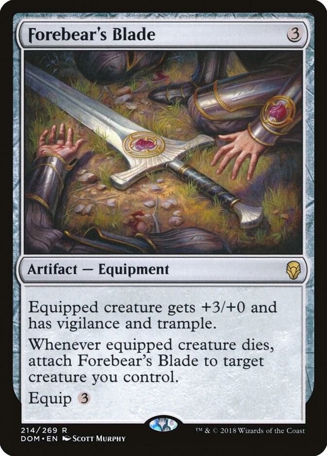 Forebear's Blade 214 card from Dominaria