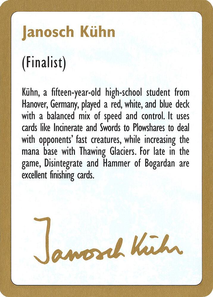 1997 Janosch Kuhn Biography Card card from World Championship Decks