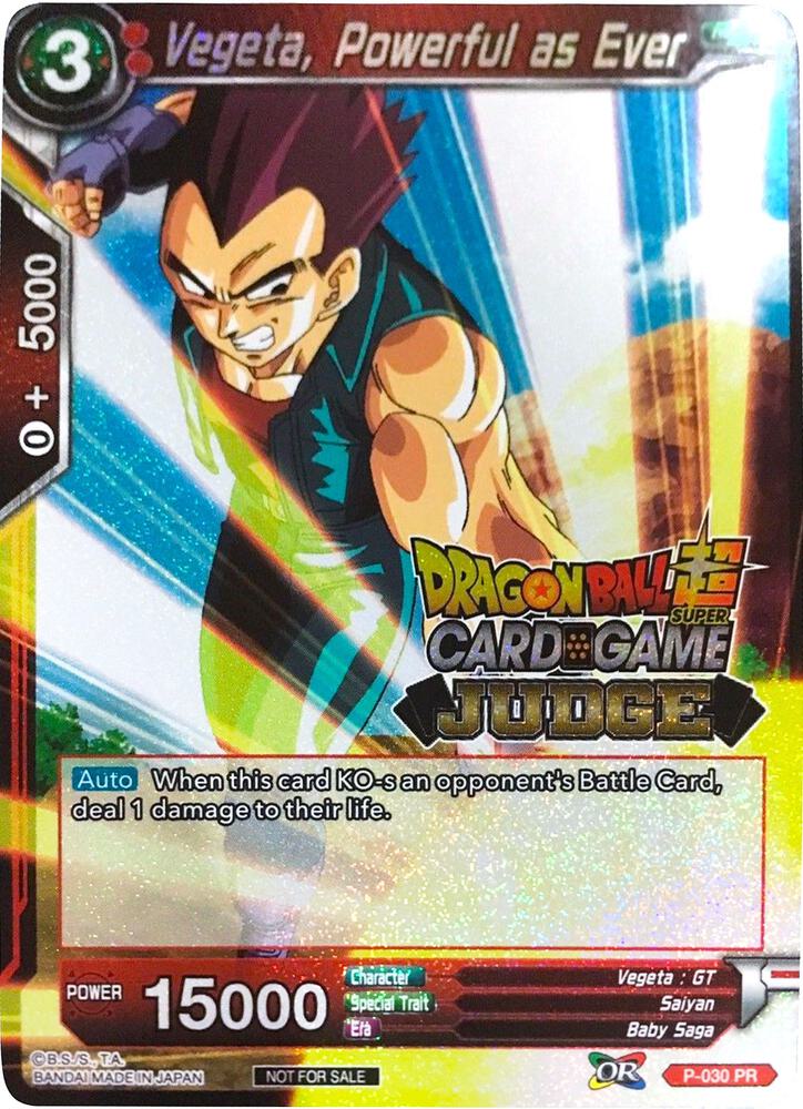 Vegeta, Powerful as Ever P-030 card from Judge Promotion Cards