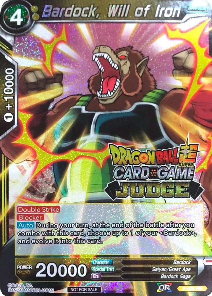 Bardock, Will of Iron P-035 card from Judge Promotion Cards