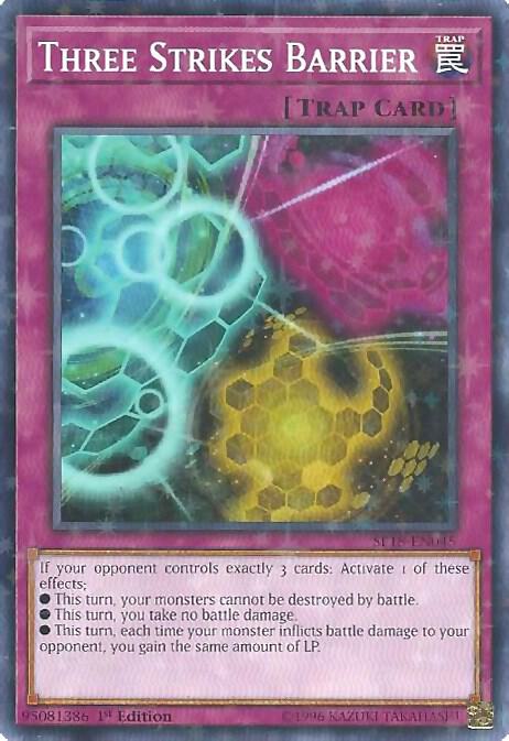 Three Strikes Barrier (Starfoil) SP18-EN045 card from Star Pack VRAINS
