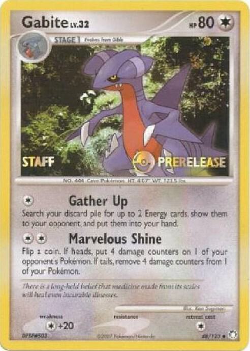 Gabite (Prerelease) [Staff] 48/123 card from Diamond and Pearl Promos