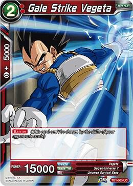 Gale Strike Vegeta TB1-005 card from Tournament of Power
