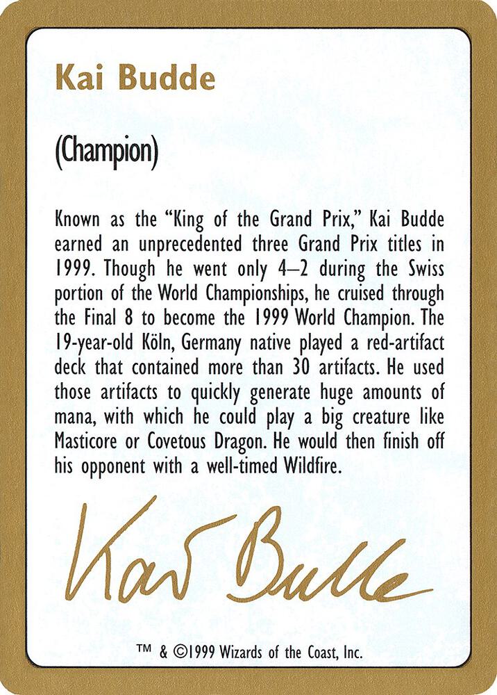 1999 Kai Budde Biography Card card from World Championship Decks