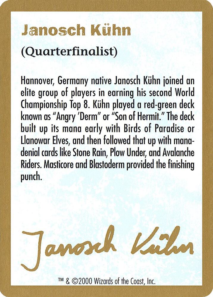 2000 Janosch Kuhn Biography Card card from World Championship Decks