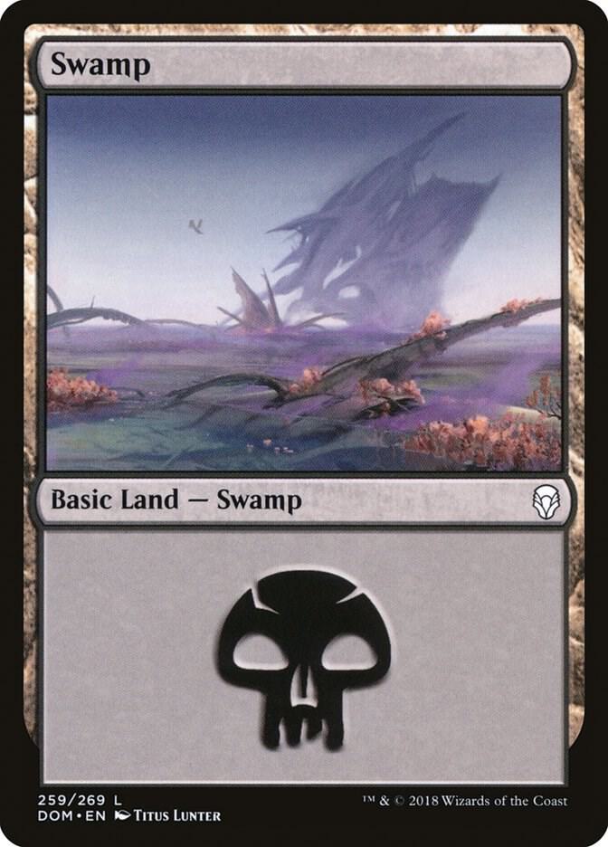 Swamp 259 card from Dominaria