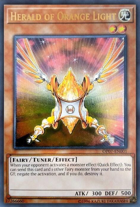 Herald of Orange Light (UTR) OP07-EN001 card from OTS Tournament Pack 7