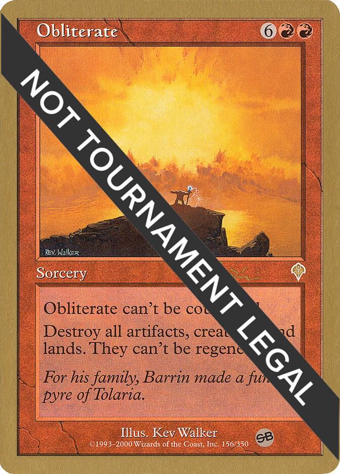 Obliterate - 2001 Jan Tomcani (INV) (SB) card from World Championship Decks