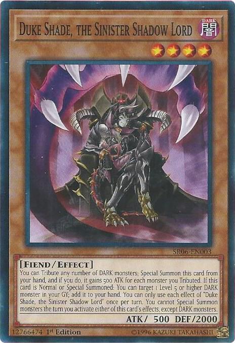 Duke Shade, the Sinister Shadow Lord SR06-EN003 card from Structure Deck: Lair of Darkness