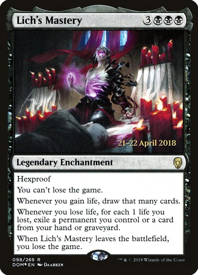 Lich's Mastery 98 card from Prerelease Cards
