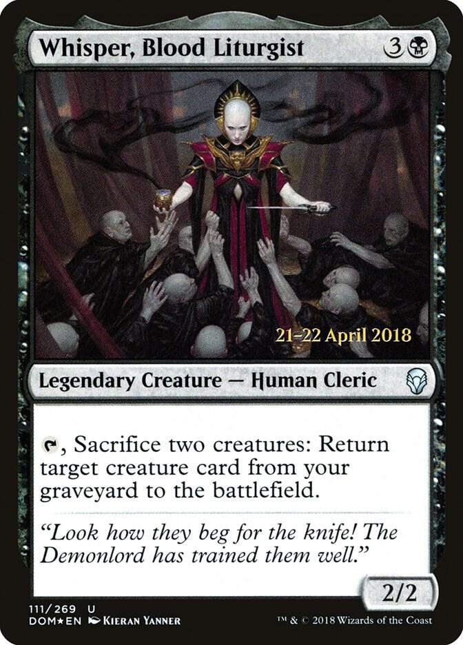 Whisper, Blood Liturgist 111 card from Prerelease Cards