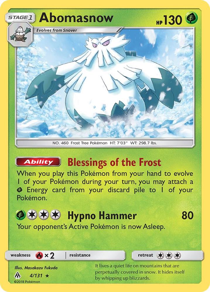 Abomasnow 4/131 card from SM - Forbidden Light