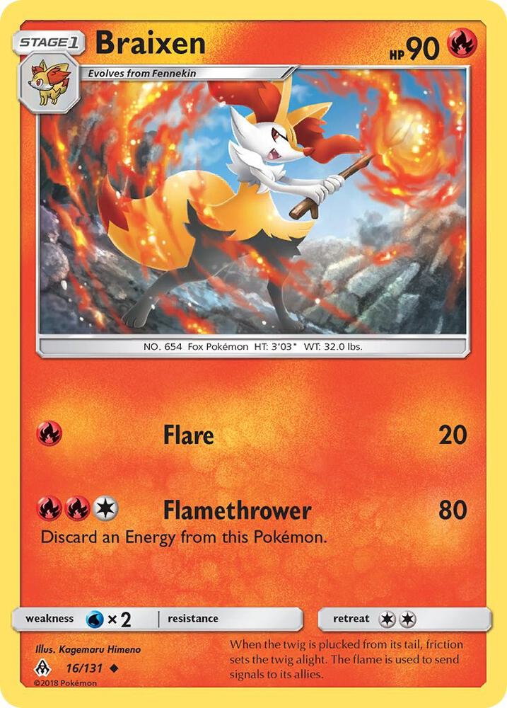 Braixen 16/131 card from SM - Forbidden Light