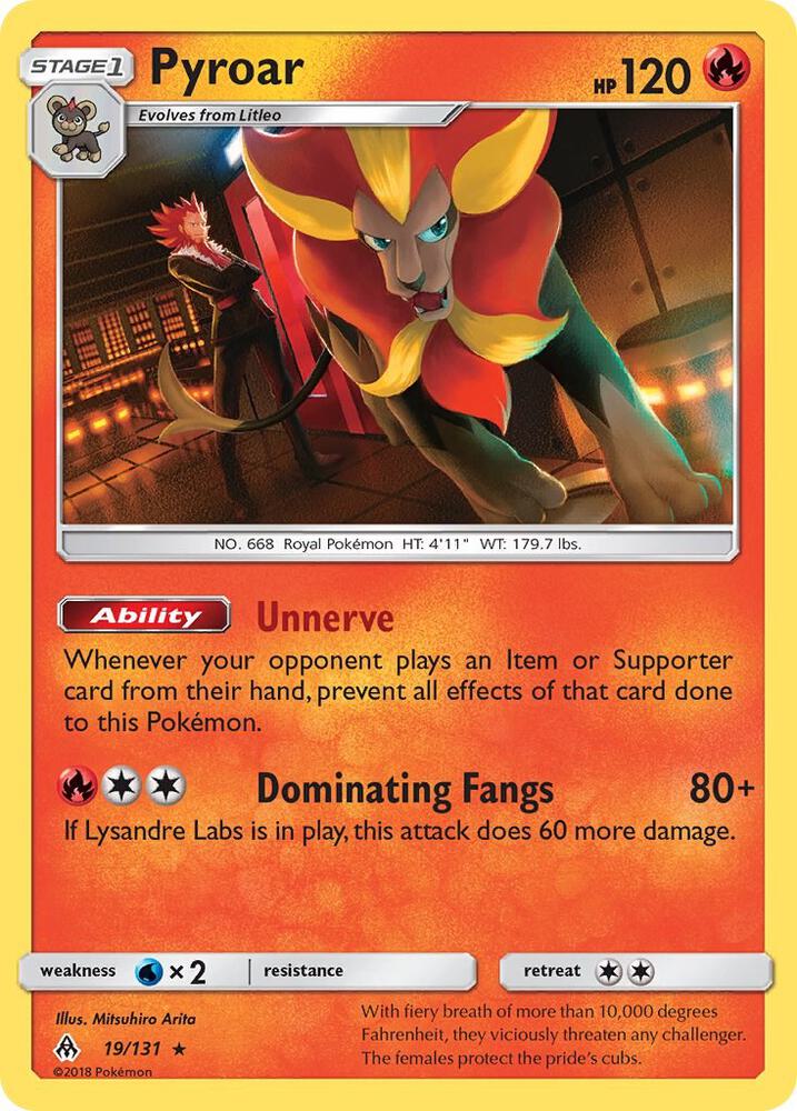 Pyroar 19/131 card from SM - Forbidden Light