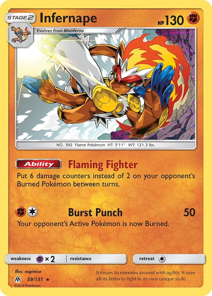 Infernape 59/131 card from SM - Forbidden Light