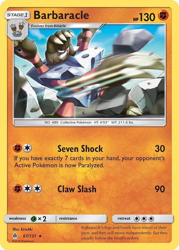 Barbaracle 67/131 card from SM - Forbidden Light