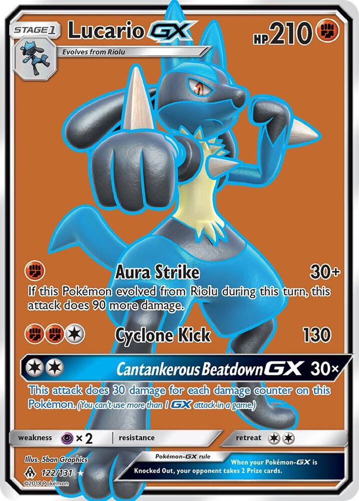 Lucario GX (Full Art) 122/131 card from SM - Forbidden Light
