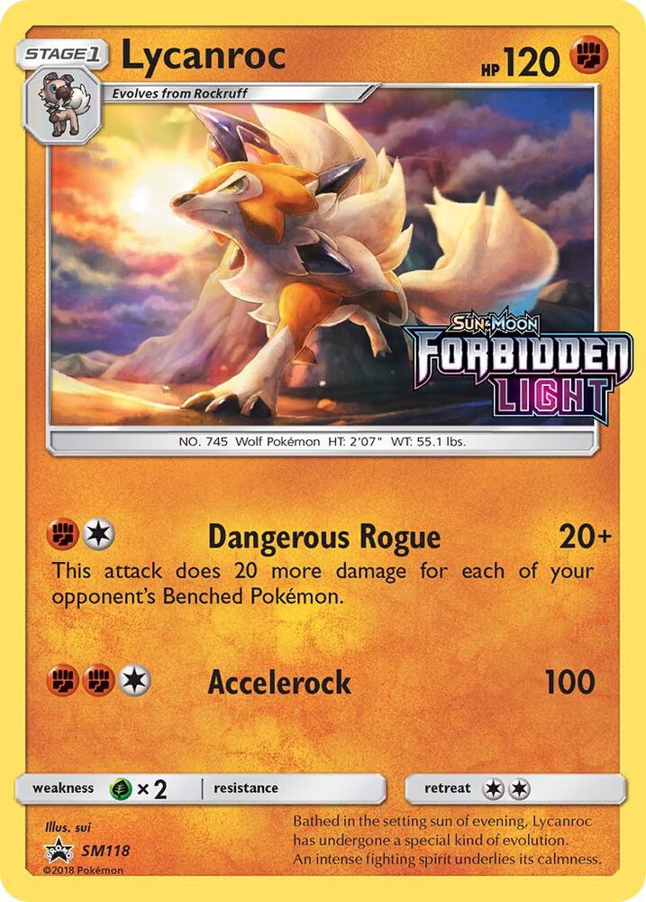 Lycanroc (Prerelease) SM118 card from SM Promos