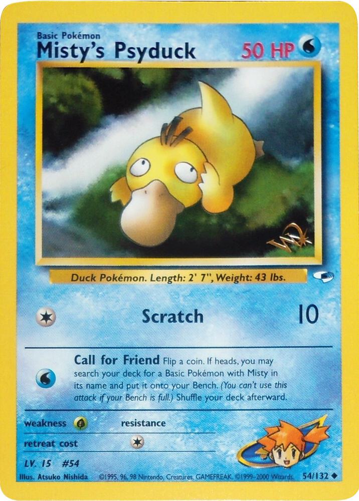 Misty's Psyduck [W Stamped] 054/132 card from WoTC Promo
