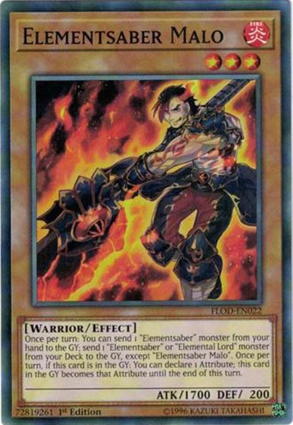 Elementsaber Malo FLOD-EN022 card from Flames of Destruction