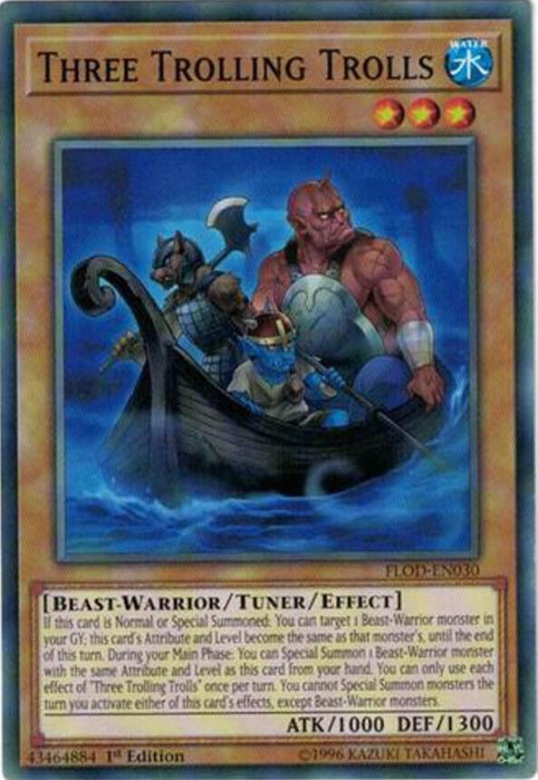 Three Trolling Trolls FLOD-EN030 card from Flames of Destruction