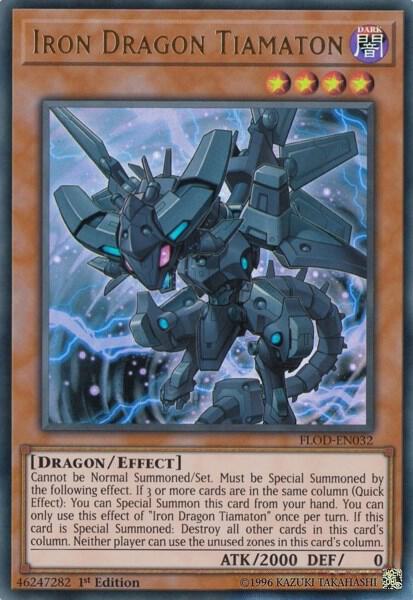 Iron Dragon Tiamaton FLOD-EN032 card from Flames of Destruction