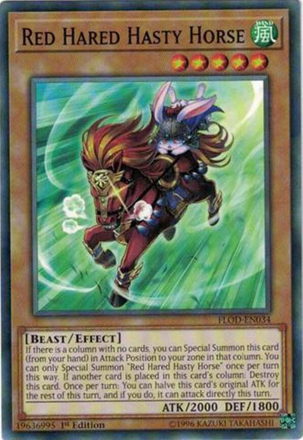 Red Hared Hasty Horse FLOD-EN034 card from Flames of Destruction