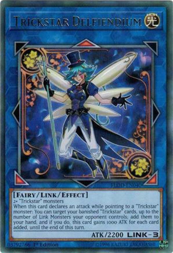 Trickstar Delfiendium FLOD-EN040 card from Flames of Destruction