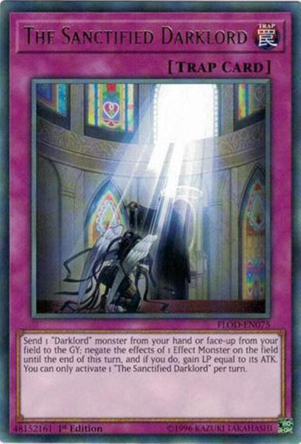 The Sanctified Darklord FLOD-EN075 card from Flames of Destruction