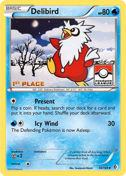 Delibird - 38/149 (Pokemon League) [1st Place] 038/149 card from League & Championship Cards