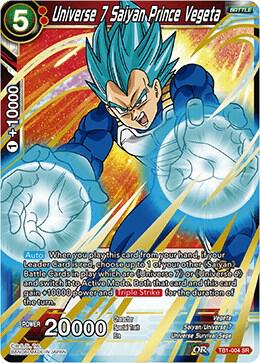 Universe 7 Saiyan Prince Vegeta TB1-004 card from Tournament of Power