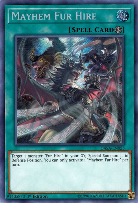 Mayhem Fur Hire DASA-EN025 card from Dark Saviors
