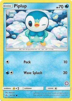 Piplup (11) 32/156 card from SM Trainer Kit: Alolan Sandslash & Alolan Ninetales