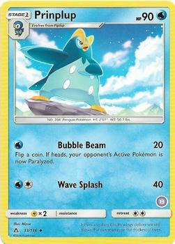 Prinplup (13) 33/156 card from SM Trainer Kit: Alolan Sandslash & Alolan Ninetales