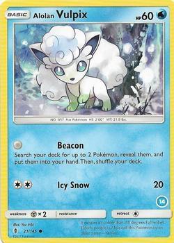 Alolan Vulpix (14) 21/145 card from SM Trainer Kit: Alolan Sandslash & Alolan Ninetales