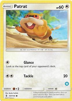 Patrat (16) 107/145 card from SM Trainer Kit: Alolan Sandslash & Alolan Ninetales