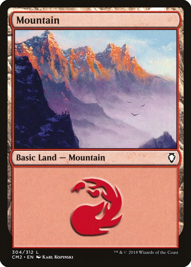 Mountain 304 card from Commander Anthology Volume II