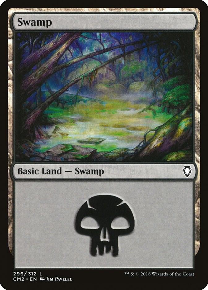 Swamp 296 card from Commander Anthology Volume II