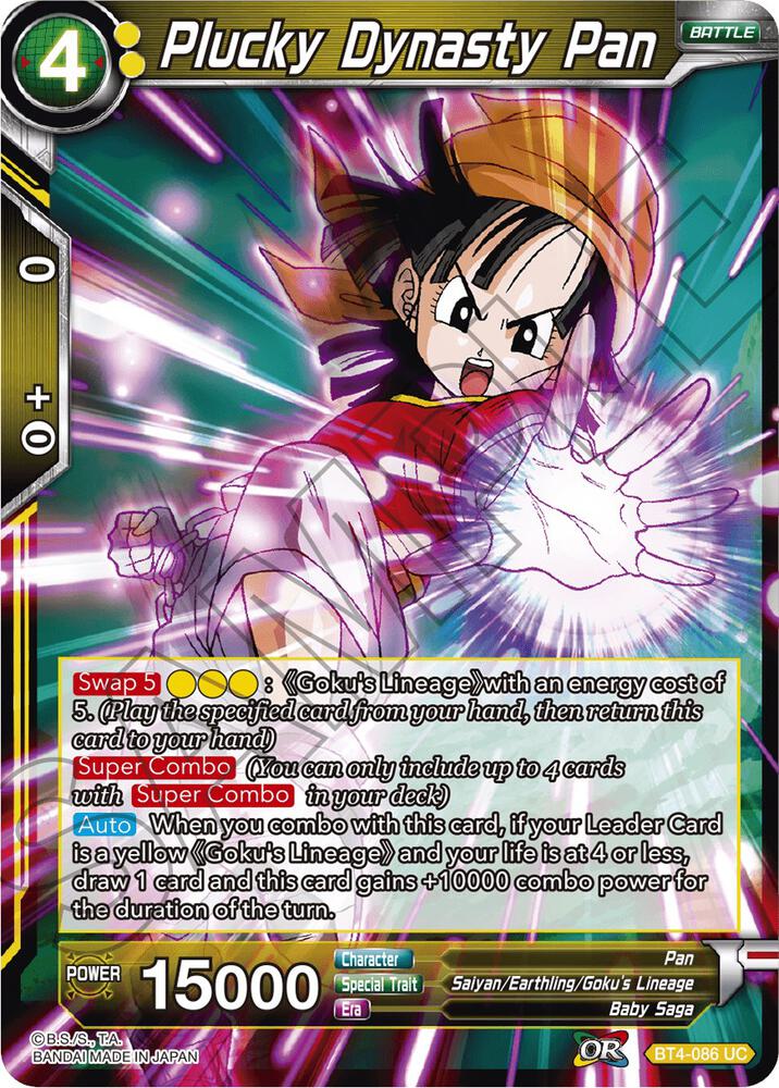 Plucky Dynasty Pan BT4-086 card from Colossal Warfare