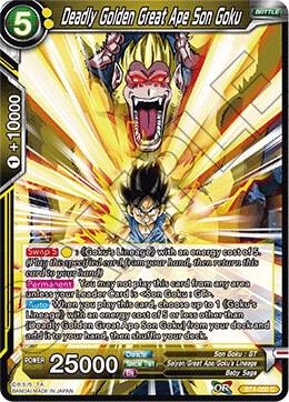 Deadly Golden Great Ape Son Goku BT4-080 card from Colossal Warfare