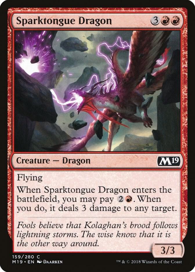 Sparktongue Dragon 159 card from Core Set 2019