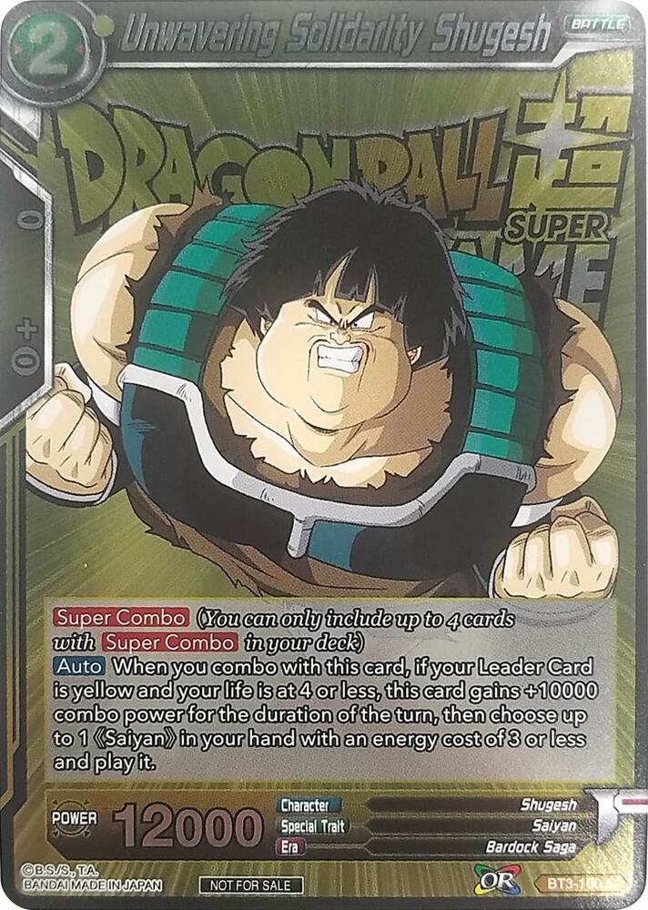 Unwavering Solidarity Shugesh (Metallic Foil) (Event Pack 2018) BT3-100 card from Promotion Cards