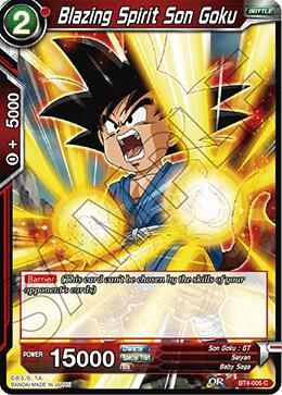 Blazing Spirit Son Goku BT4-005 card from Colossal Warfare