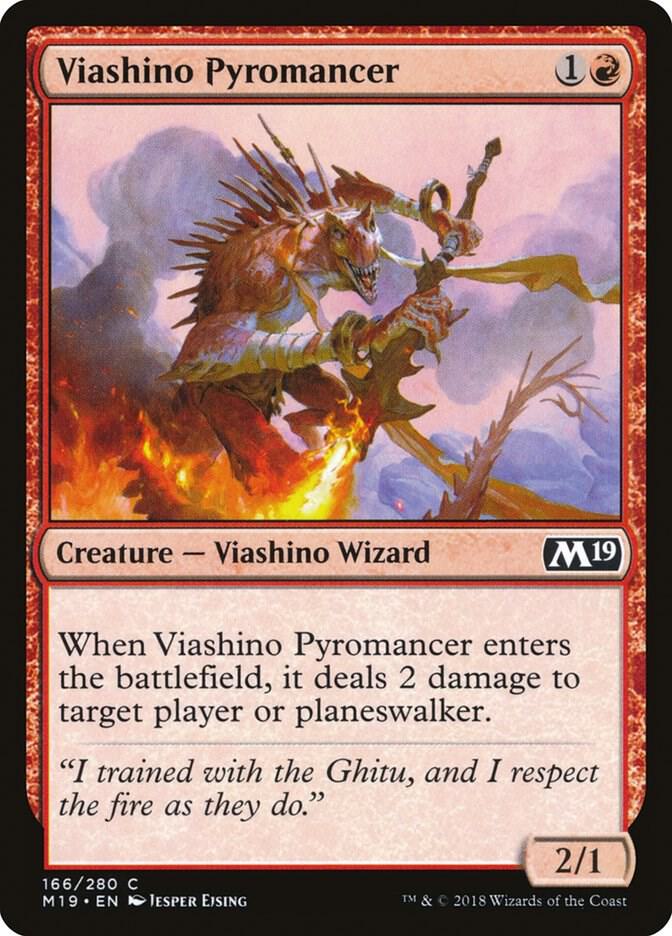 Viashino Pyromancer 166 card from Core Set 2019
