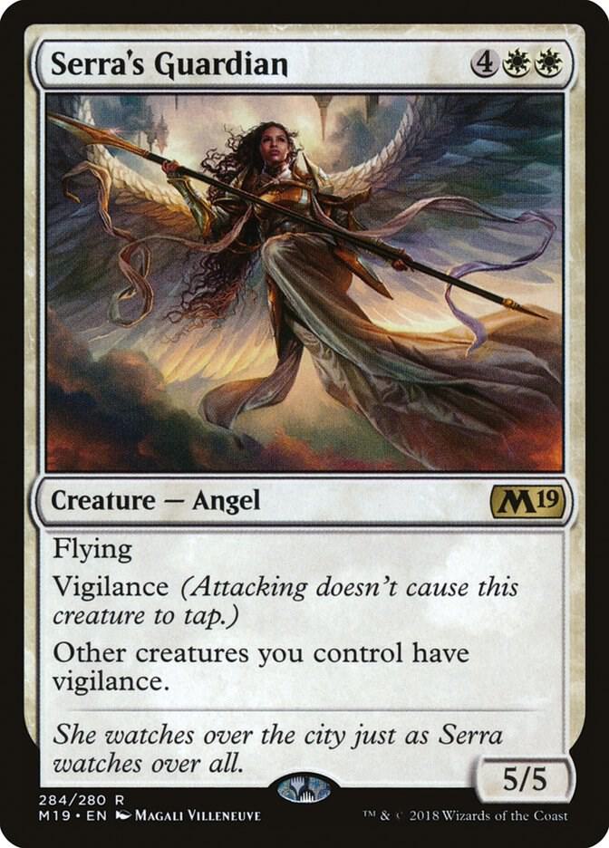 Serra's Guardian 284 card from Core Set 2019