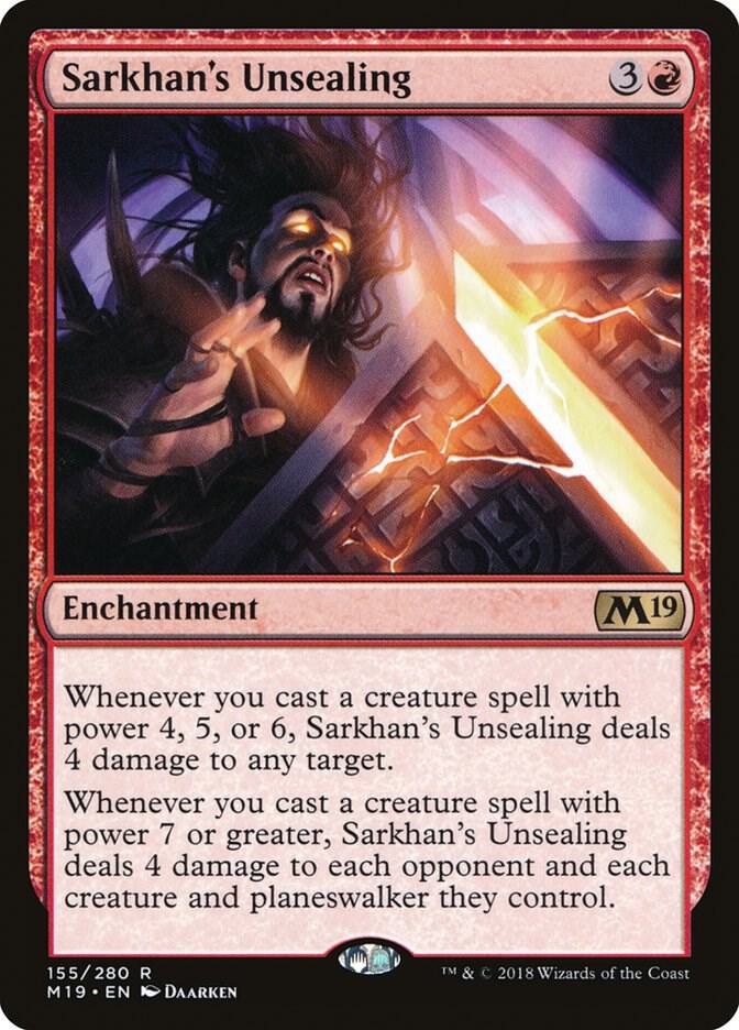 Sarkhan's Unsealing 155 card from Core Set 2019